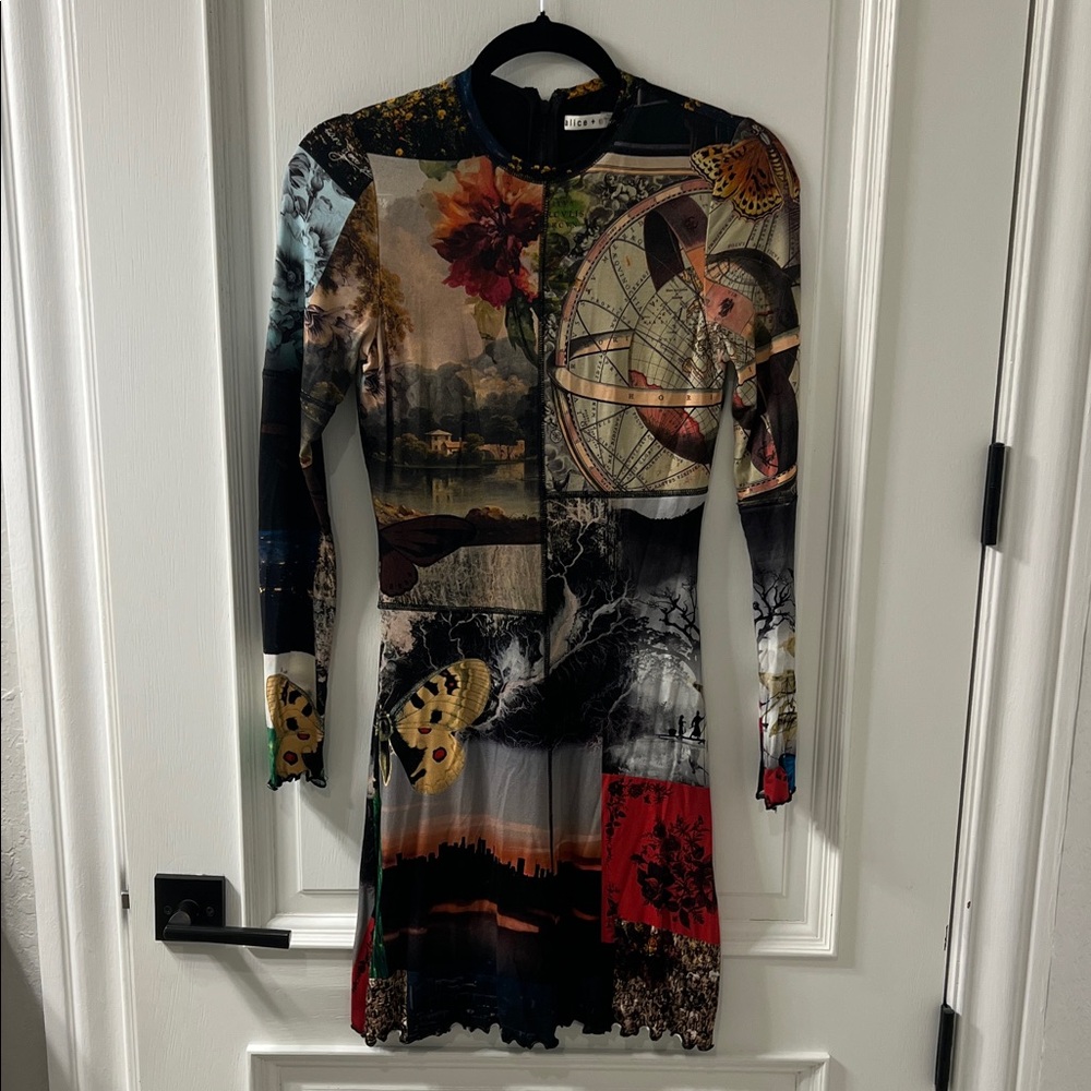 Alice + Olivia Artistic Long Sleeve Dress sz 2